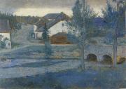 Fernand Khnopff In Fosset The Entrance to the village oil on canvas